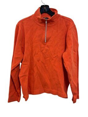 Tommy Bahama womens Orange Quarter-Zip Pullover Sweatshirt L